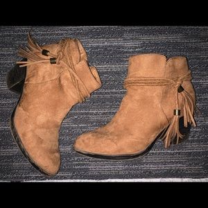 Camel Fringe Booties
